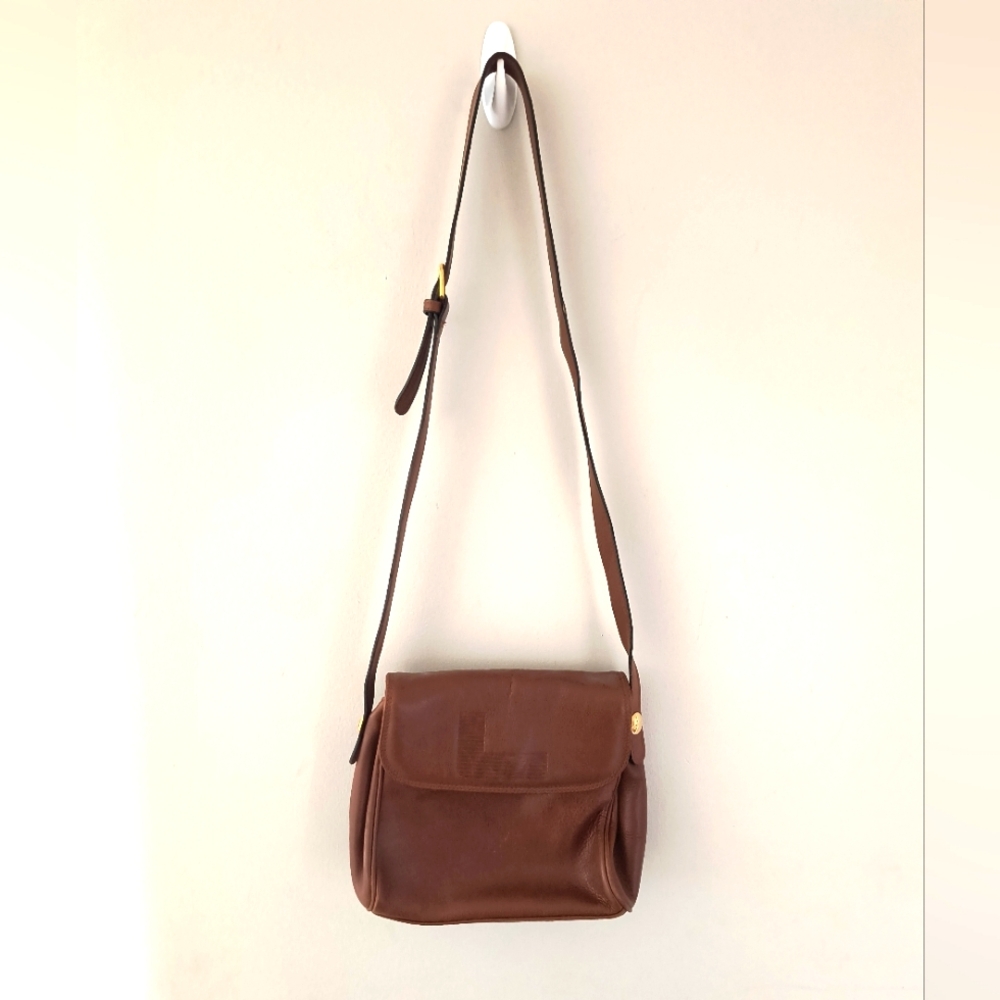 Lancel Paris brown leather crossbody purse handbag